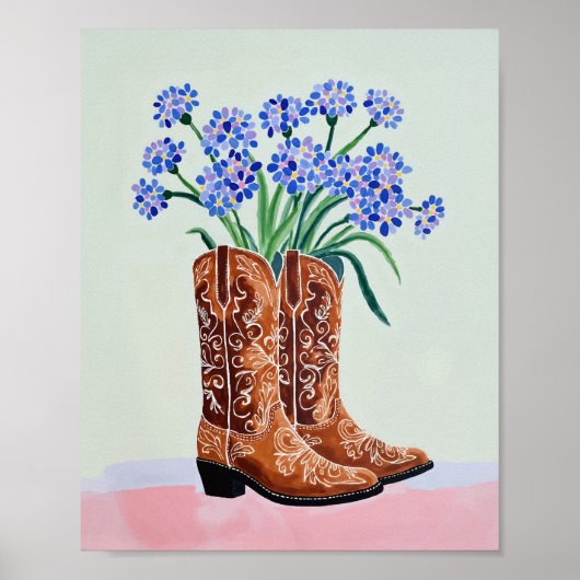 Impression artistique de bottes de cowboy Bluebonn (Devant)