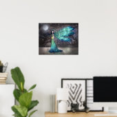 Impression artistique de fée gothique céleste aqua (Bureau à domicile)