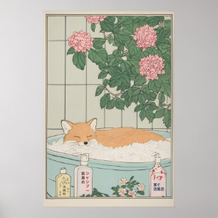 Impression artistique d'un renard dans une baignoi