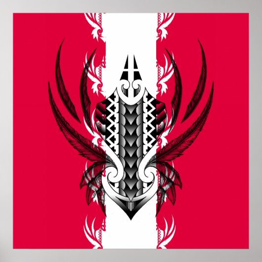 Impression artistique maori avec tatouages (Devant)