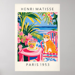 Impression artistique sur chat roux Matisse Café