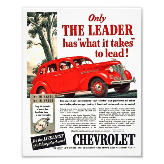 Impression automobile vintage - Chevy 1939 Ad Artw (Devant)