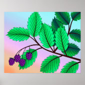 Impression "Blackberries on a Branch" avec bordure (Devant)