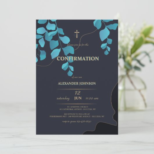 Impression bleue Invitation religieuse (Debout devant)