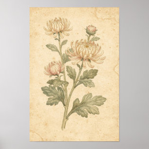 Impression botanique de chrysanthème