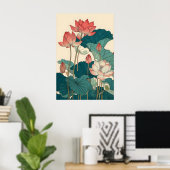 Impression botanique de lotus — Art mural floral v (Bureau à domicile)