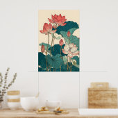 Impression botanique de lotus — Art mural floral v (Cuisine)