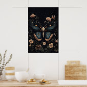 Impression botanique de papillon bleu, Art mural d (Cuisine)