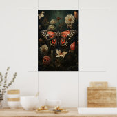 Impression botanique de papillon rose, floral vint (Cuisine)