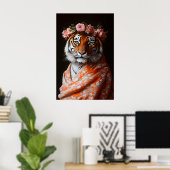 Impression botanique de tigre, animal modifié (Bureau à domicile)