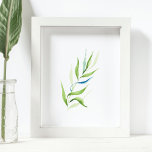 Impression botanique moderne verte et blanche<br><div class="desc">Ajoutez à votre décor de maison un imprimé botanique bleu et blanc moderne. Il a été créé à l'aide de mon aquarelle d'origine. Charme lorsqu'il est encadré et accroché sur un mur de galerie dans votre bureau, salon ou chambre. Il s'intègre parfaitement à un motif de jardin. Il fait aussi...</div>