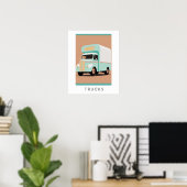 Impression camion rétro en pastel | Transport (Bureau à domicile)