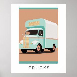 Impression camion rétro en pastel   Transport