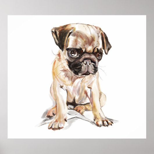 Impression commémorative de pug, peinture à l'aqua (Devant)