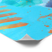 Impression d'affiche Abstraite couleur bleue et or (Coin)