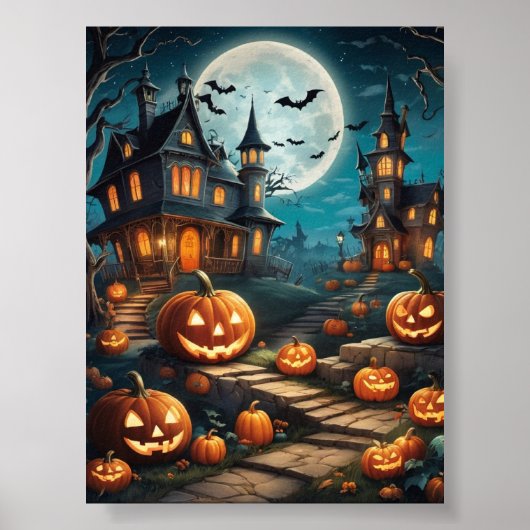 Impression d'affiche citrouille d'Halloween numéri (Devant)
