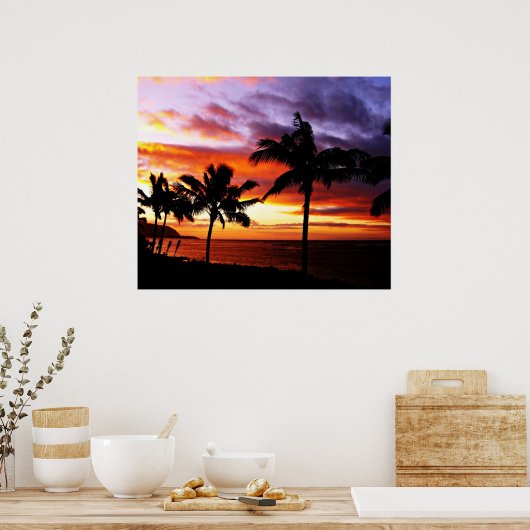 Impression d'affiche de coucher de soleil hawaïen (Cuisine)