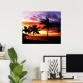 Impression d'affiche de coucher de soleil hawaïen (Bureau à domicile)