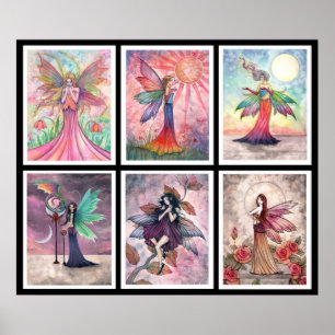 Impression d'affiche de six différentes fées