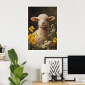 Impression d'agneau de Pâques à l'aquarelle, fleur (Bureau à domicile)