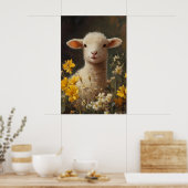 Impression d'agneau de Pâques à l'aquarelle, fleur (Cuisine)