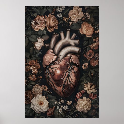 Impression d'anatomie de cœur floral, gothique méd (Devant)