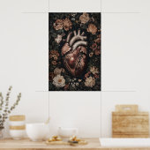 Impression d'anatomie de cœur floral, gothique méd (Cuisine)