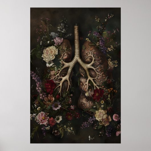 Impression d'anatomie des poumons floraux, médical (Devant)