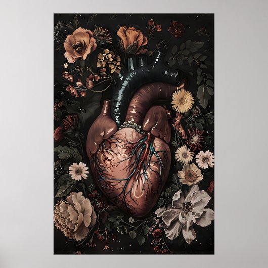 Impression d'anatomie du cœur floral, Affiche Médi (Devant)