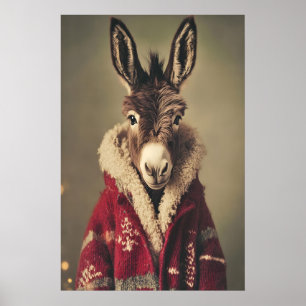 Impression d'âne de Noël, animal drôle en pull