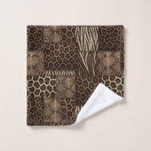 Impression d'animaux africains de luxe | Brun Faux (Gant de toilette)