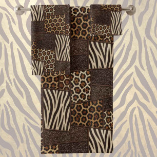 Impression d'animaux africains de luxe Brun Faux