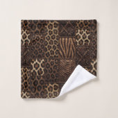 Impression d'animaux africains de luxe | Brun Faux (Gant de toilette)