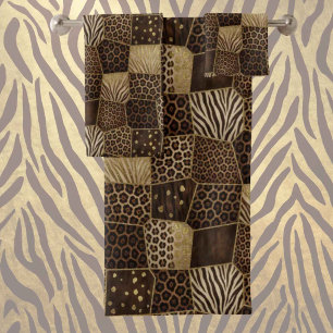 Impression d'animaux africains de luxe Brun fonc