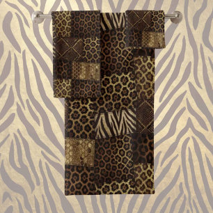 Impression d'animaux africains de luxe Brun fonc