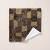 Impression d'animaux africains de luxe | Marron fo (Gant de toilette)