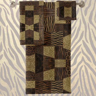 Impression d'animaux africains de luxe Marron fo
