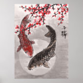 Impression d'aquarelle chinoise LinLi - KOI Fish # (Devant)