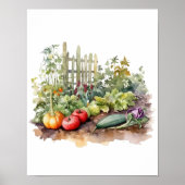 Impression d'aquarelle de jardin potager - Affiche (Devant)