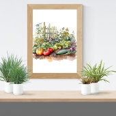 Impression d'aquarelle de jardin potager - Affiche
