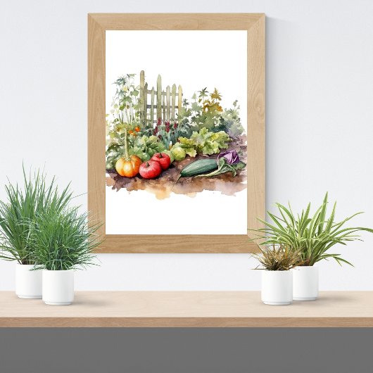 Impression d'aquarelle de jardin potager - Affiche