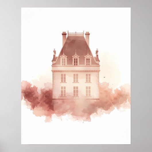 Impression d'architecture à l'aquarelle du Château (Devant)