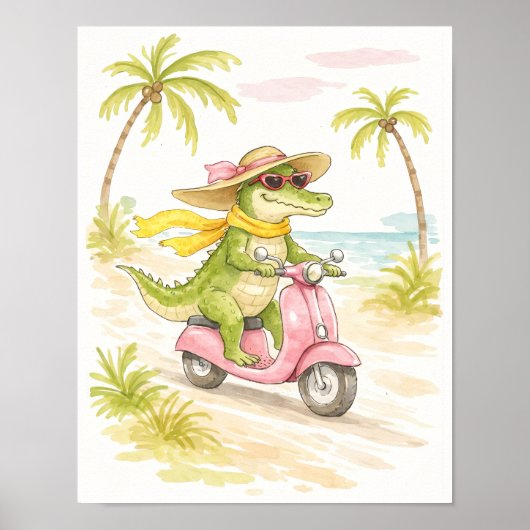 Impression d'art à l'aquarelle de crocodile de pla (Devant)