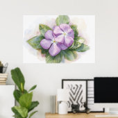 Impression d'art à l'aquarelle de fleurs violettes (Bureau à domicile)