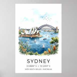 Impression d'art à l'aquarelle Sydney Harbor à l'a