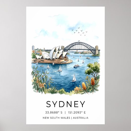 Impression d'art à l'aquarelle Sydney Harbor à l'a (Devant)