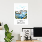 Impression d'art à l'aquarelle Sydney Harbor à l'a (Bureau à domicile)