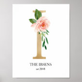 Impression d'art à monogramme, lettre I, mariage,  (Devant)