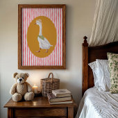 Impression d'art à rayures rouges Silly Goose