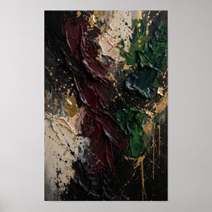 Impression d'art abstrait Burgundy Midnight Gold
